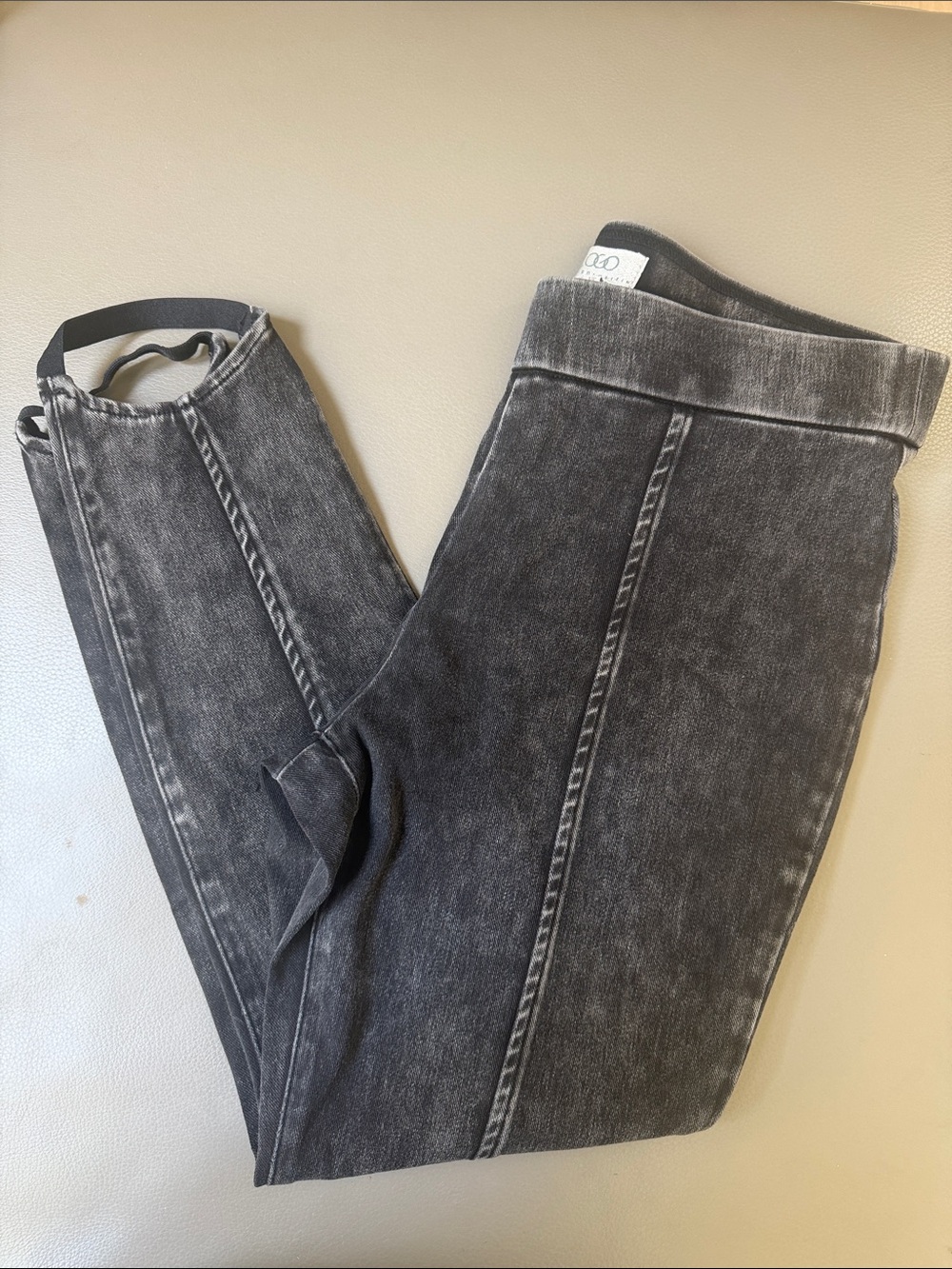 Black Washed Stirrup Leggings, NWT
